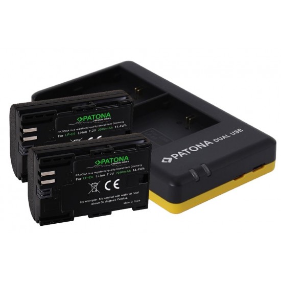 Pachet Incarcator Patona Dual USB, 2 x Acumulatori Patona Premium LP-E6 pentru Canon 7D 6D 5D Mark II III EOS R si Microfibra Smardy