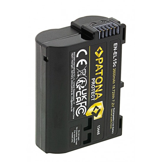 Acumulator Patona Protect EN-EL15C, 2600mAh, pentru Nikon Z5 Z6 Z6II Z6III Z7 Z8 D500 D800 D850 D7000 D7100 D7200