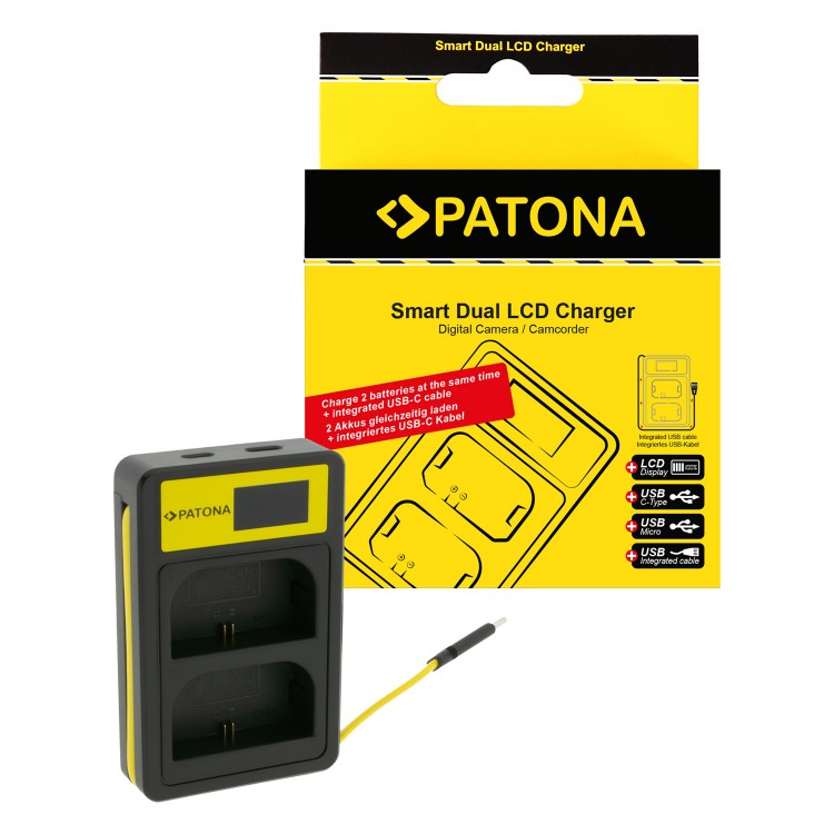 Incarcator smart DUAL USB LCD PATONA pentru 2 acumulatori Canon LP-E6