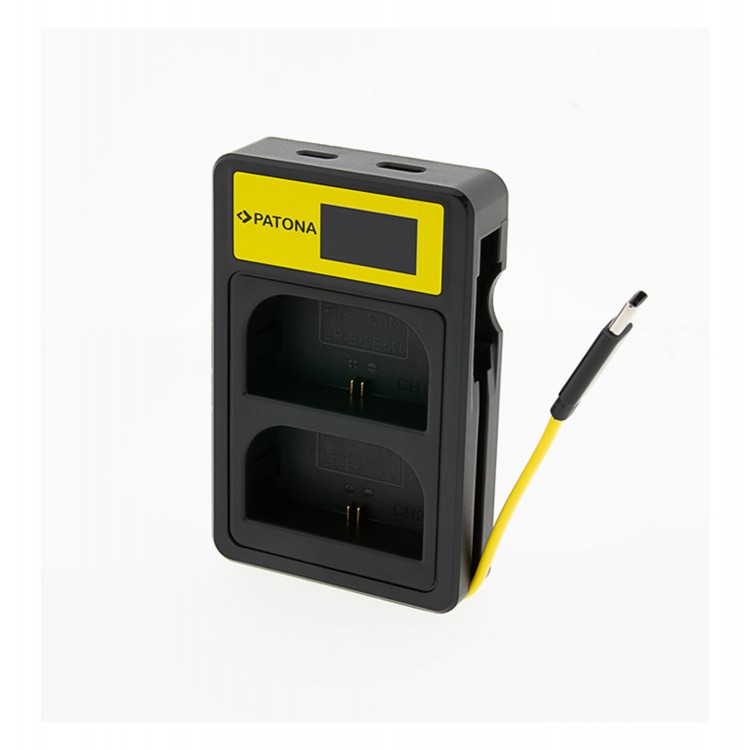 Incarcator smart DUAL USB LCD PATONA pentru 2 acumulatori Canon LP-E6
