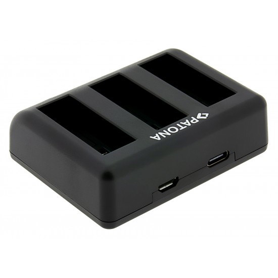 Incarcator triplu PATONA pentru acumulator DJI Osmo Action 3 4 SI 5 BCX202, Include cablu USB-C