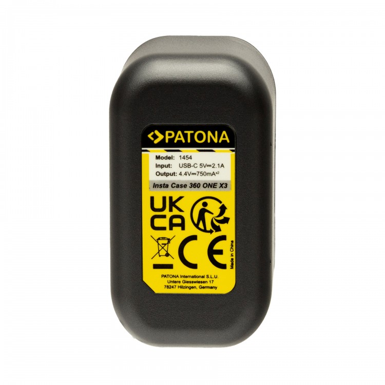 Cutie de incarcare duala Patona pentru Insta 360 ONE X3 CINAQBT/A, include cablu USB-C