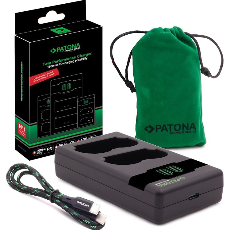 Pachet Incarcator Dual LCD PD Performance, 2x Acumulator Patona Protect NP-W235 cu senzor NTC si carcasa rezistenta la temperaturi extreme