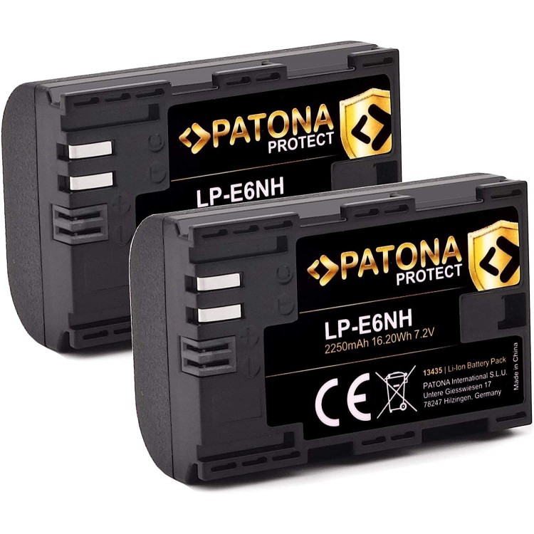 Pachet Incarcator Dual LCD PD Performance, 2x Acumulator Patona Protect cu senzor NTC pentru Canon LP-E6NH, 2250 mAh