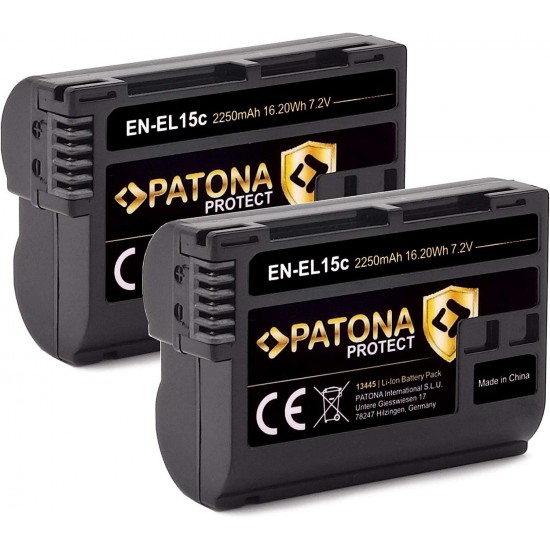 Pachet Incarcator Dual LCD PD Performance, 2x Acumulator Patona Protect EN-EL15c cu senzor NTC si carcasa rezistenta la temperaturi extreme