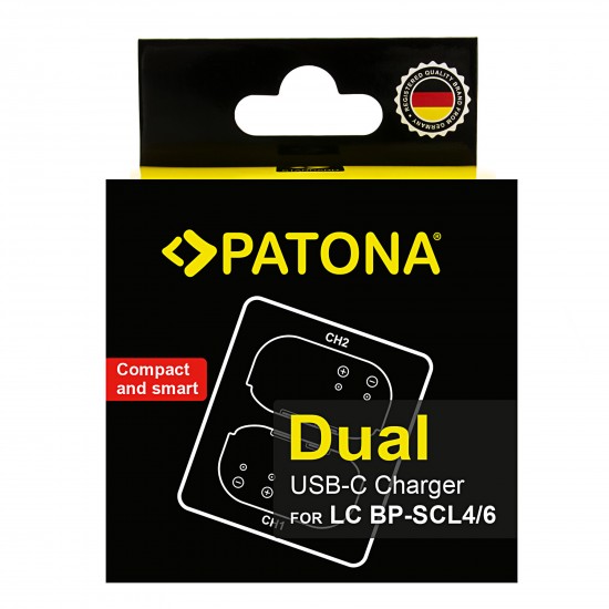 Incarcator dual Patona BP-SCL4/BP-SCL6 pentru Leica Q3 Q4 BP-SCL4, include cablu USB-C