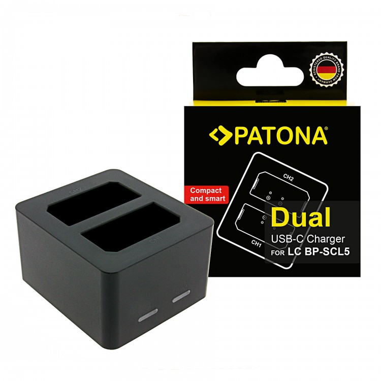 Incarcator dual Patona BP-SCL5 pentru Leica M10 M10P M10R, include cablu USB-C