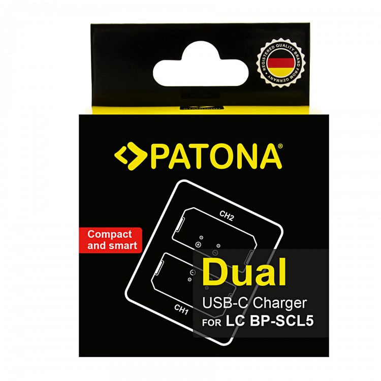 Incarcator dual Patona BP-SCL5 pentru Leica M10 M10P M10R, include cablu USB-C