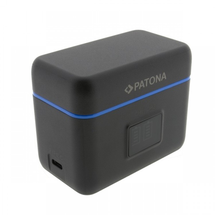 Carcasa de incarcare dubla PATONA pentru Insta360 X4 IS360X4B, include cablu USB-C