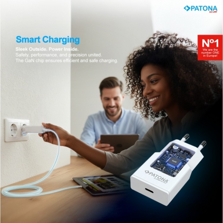 Adaptor plat PATONA Platinum GaN PD20W negru 1x USB-C PD3.0 QC3.0