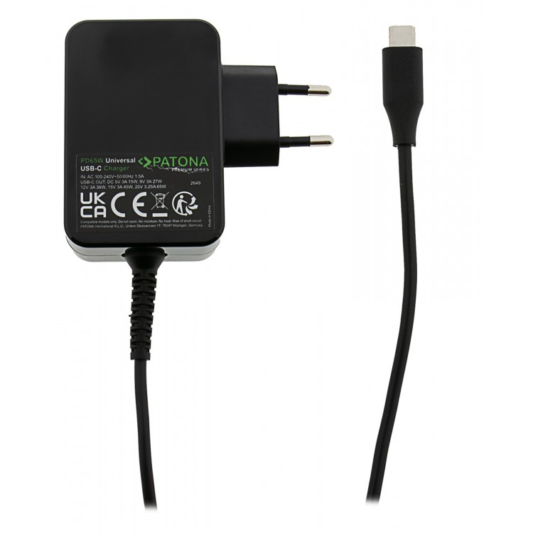 Incarcator laptop, PD 65W, 5V/3A 9V/3A 12V/3A 15V/3A 20V/3.25A USB-C pentru Lenovo, Asus, HP, Acer, Dell, Toshiba