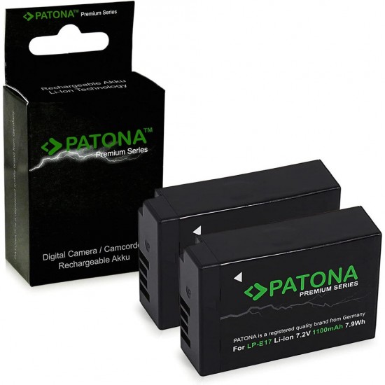 Pachet 2x Acumulator Patona Premium LP-E17, 1100mAh pentru Canon