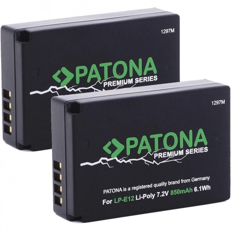 Pachet 2x acumulator PATONA Premium tip Canon LP-E12 LPE12