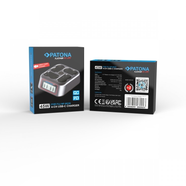 Incarcator rapid PATONA Platinum USB-C PD QC cu 4 porturi pentru Fuji NP-W235