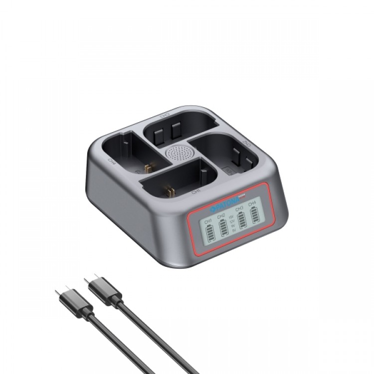 Incarcator rapid PATONA Platinum USB-C PD QC cu 4 porturi pentru Canon LP-E6 LP-E6N LP-E6NJ LP-E6P