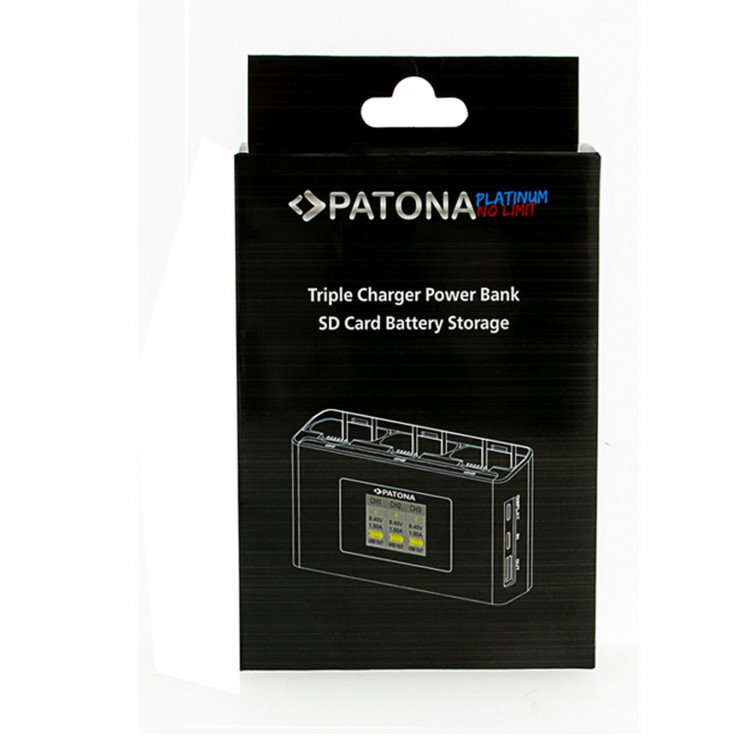 Incarcator triplu Patona Platinum BC-JMI2B pentru DJI Mini 2 Mavic Mini, functie Power Bank