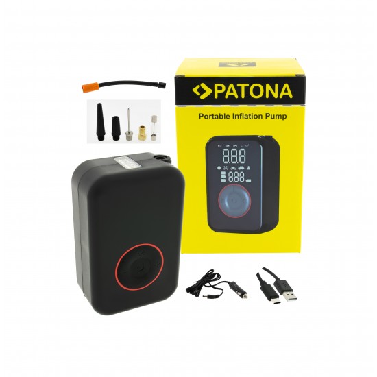Compresor Auto Portabil Patona 10.3bar 150PSI, Baterie Externa 4000 mAh, Incarcare USB, Ecran Digital, Lanterna LED, Pompa Aer Masina, Umflare Roti, Minge, Bicicleta, Trotineta