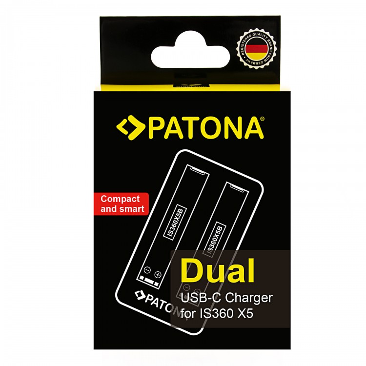 Incarcator Dual Patona pentru Insta360 X5 CINSBAHA, include Cablu USB-C