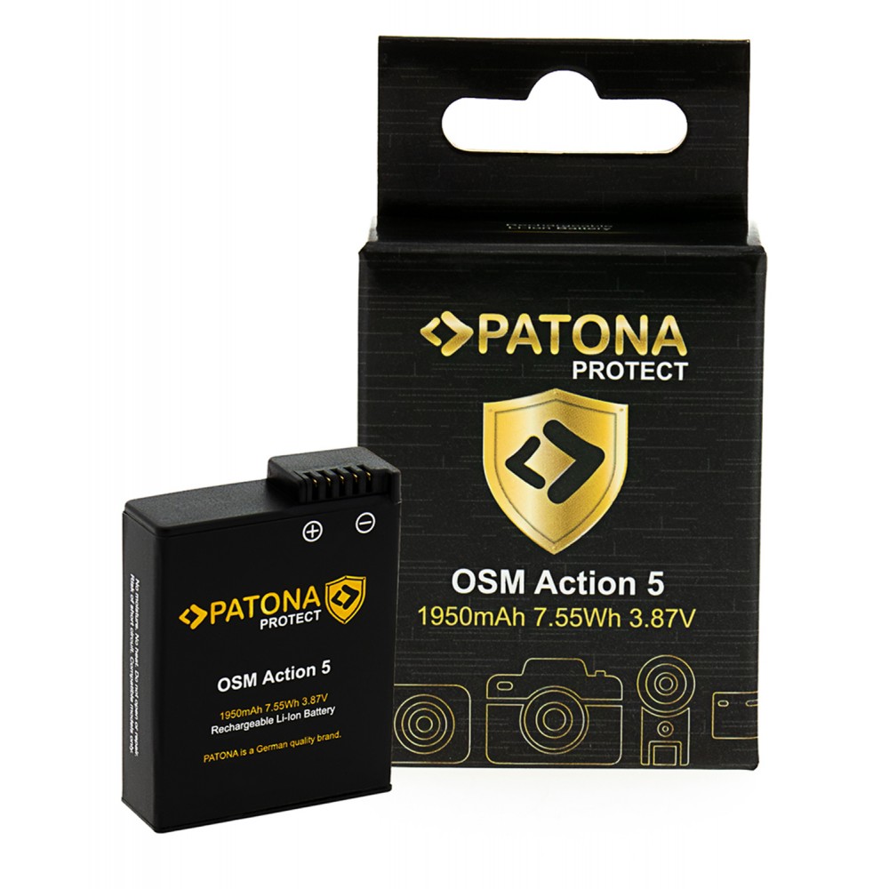 PATONA Batteria BCX202 Per DJI Osmo Action 3/4/5 - 1800mAh Li-Ion Con Protezione Da Sovraccarico