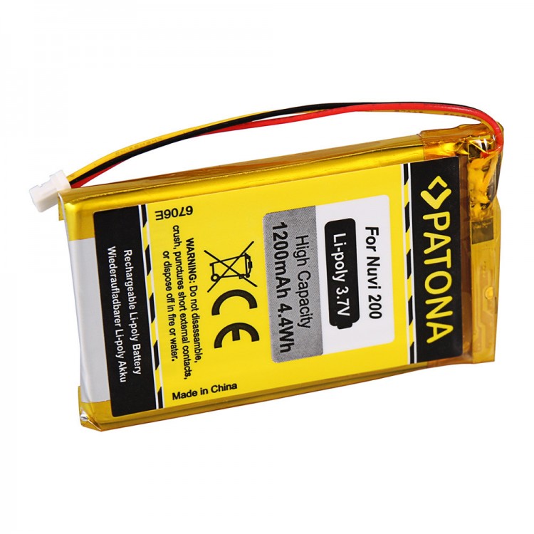 Acumulator Li-Pol pentru GPS, Patona, Compatibil cu Garmin Nuvi 200/250, 1200 mAh, Galben/Alb