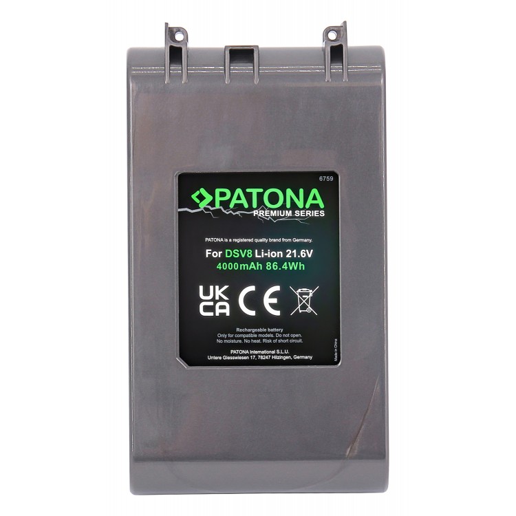 Acumulator Premium Patona pentru Dyson Dyson V8 V8 Absolute Animal Fluffy Range SV10, 4000 mAh