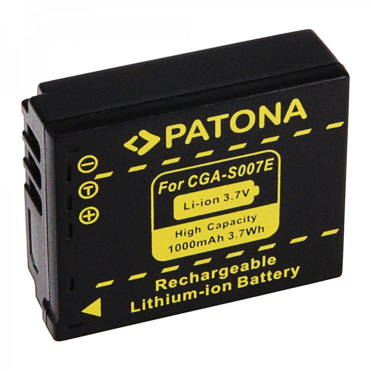 Acumulator Patona CGA-S007,1000 mAh, pentru Panasonic Lumix DMC-TZ1, DMC-TZ2, DMC-TZ3, DMC-TZ4, DMC-TZ5