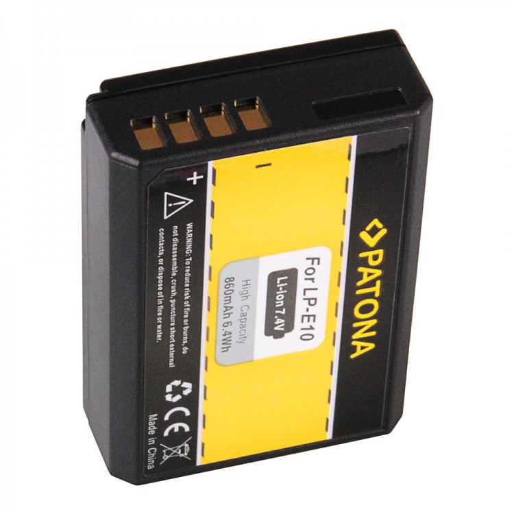 Acumulator Patona LP-E10, 860mAh, pentru Canon EOS 1100D, EOS 1200D, 1300D, 2000D, 4000D