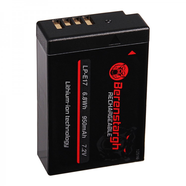 Acumulator Berenstargh LP-E17, 950 mAh, pentru Canon EOS 200D 750D 760D 800D 850D EOS RP M3 Rebel Rebel T6