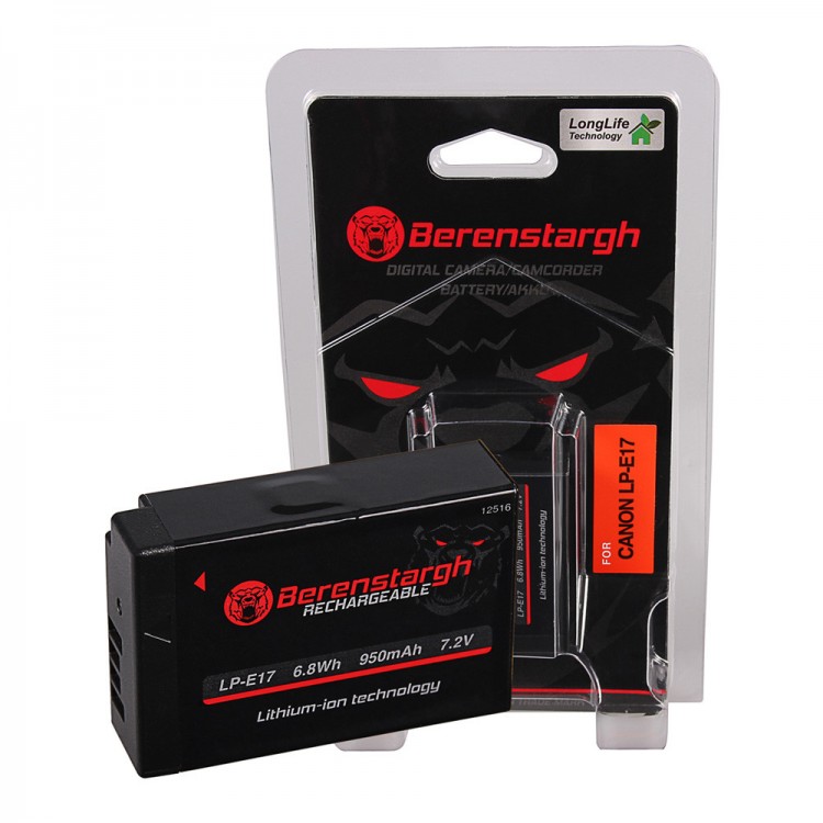 Acumulator Berenstargh LP-E17, 950 mAh, pentru Canon EOS 200D 750D 760D 800D 850D EOS RP M3 Rebel Rebel T6