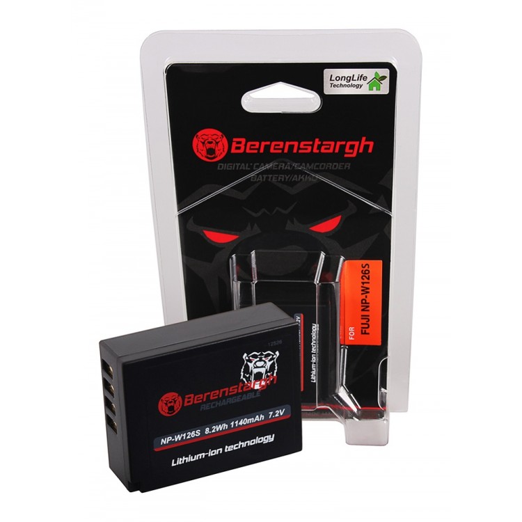 Acumulator Berenstargh NP-W126S, 1140 mAh, pentru Fujifilm X-T3 VPB-XT3 FinePix HS30 EXR HS30EXR HS-30EXR HS33 EXR