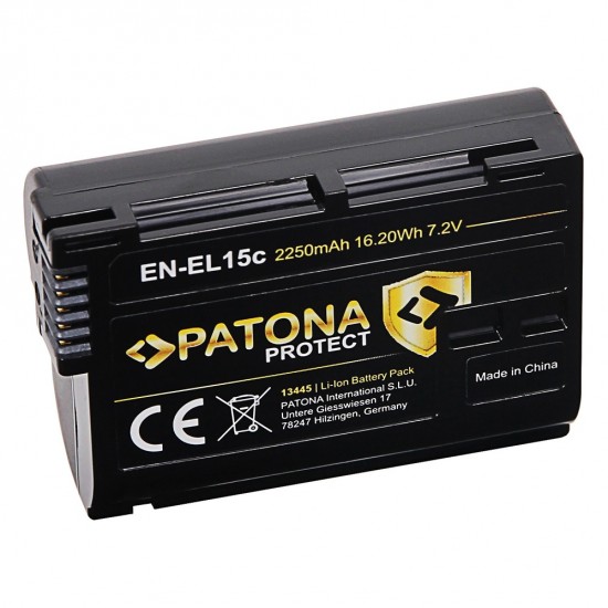 Acumulator Patona Protect EN-EL15C, 2600mAh, pentru Nikon Z5 Z6 Z6II Z6III Z7 Z8 D500 D800 D850 D7000 D7100 D7200