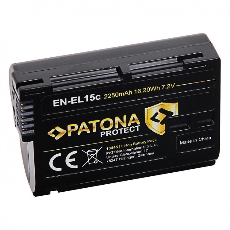 Acumulator Patona Protect EN-EL15C, 2600mAh, pentru Nikon Z5 Z6 Z6II Z6III Z7 Z8 D500 D800 D850 D7000 D7100 D7200