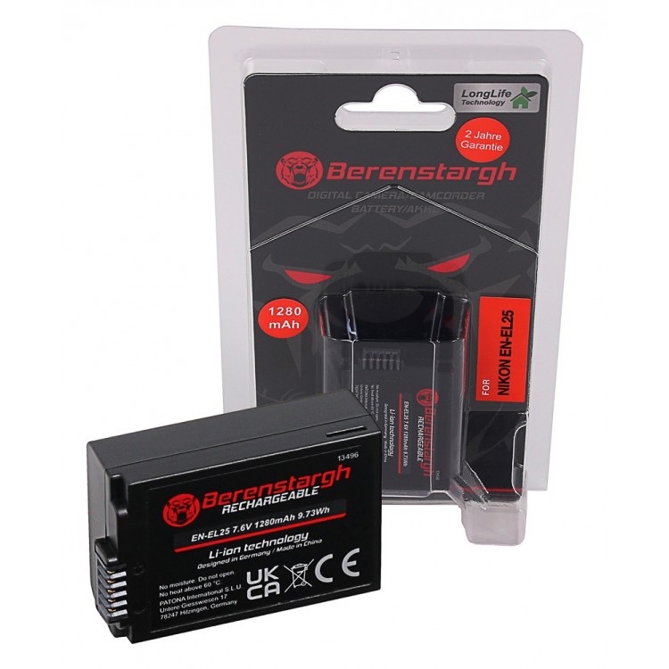 Acumulator Berenstargh EN-EL25, 1280 mAh, pentru Nikon Z50 Z fc