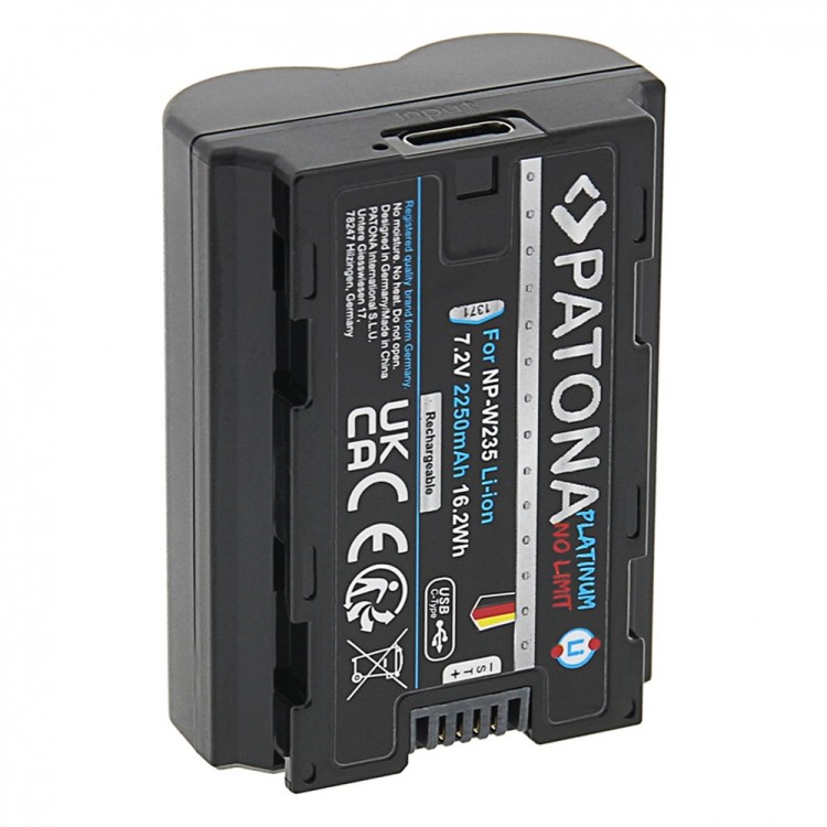 Acumulator Patona Platinum NP-W235, port de incarcare USB-C, 2250 mAh, pentru Fuji FinePix XT4