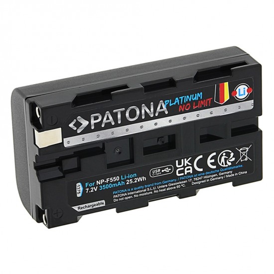Acumulator Patona Platinum NP-F550, port de incarcare USB-C, 3500 mAh