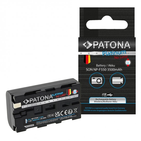 Acumulator Patona Platinum NP-F550, port de incarcare USB-C, 3500 mAh