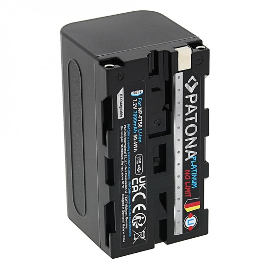 Acumulator Patona Platinum NP-F750, port de incarcare USB-C, 7000 mAh