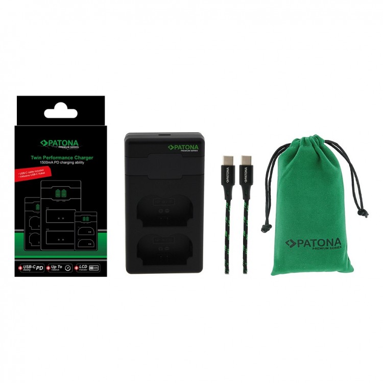 Incarcator rapid PATONA Premium Twin Performance PD pentru Canon LP-E6, include cablu USB-C