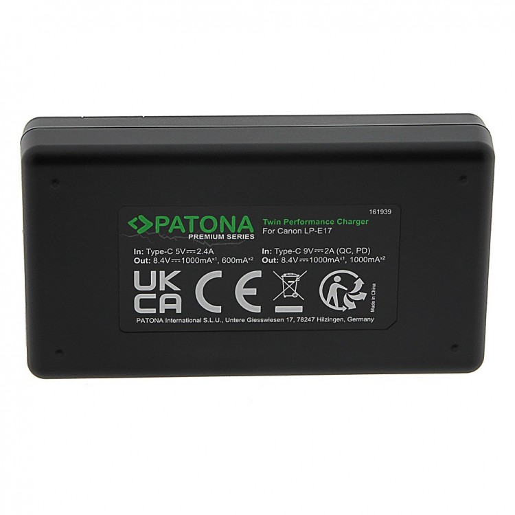 Incarcator rapid PATONA Premium Twin Performance PD pentru Canon LP-E17, include cablu USB-C