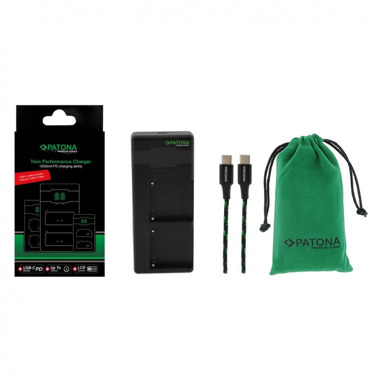 Incarcator rapid PATONA Premium Twin Performance PD pentru Nikon EN-EL15, include cablu USB-C
