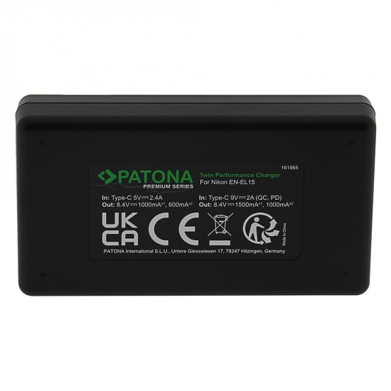 Incarcator rapid PATONA Premium Twin Performance PD pentru Nikon EN-EL15, include cablu USB-C