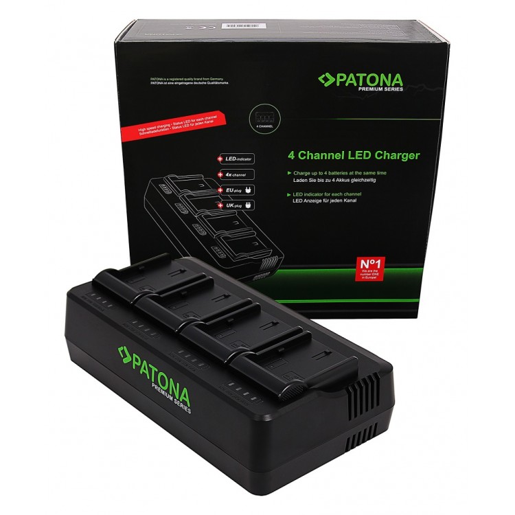 Incarcator Profesional cu 4 canale Patona Premium LP-E6 pentru Canon, incarcare rapida