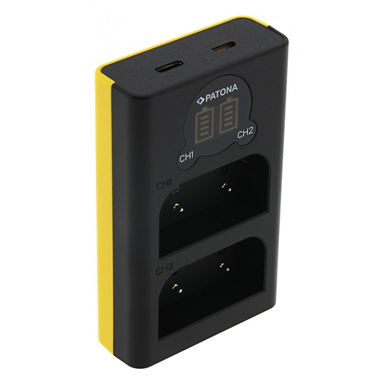 Incarcator Patona Dual USB cu display LCD pentru acumulatori Olympus BLX-1