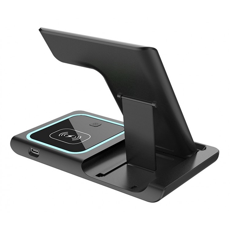 Statie de incarcare 3 in 1, Patona QI, incarcare wireless, Fast Charge 15W, compatibil Iphone, Apple Watch, Airpods, Android