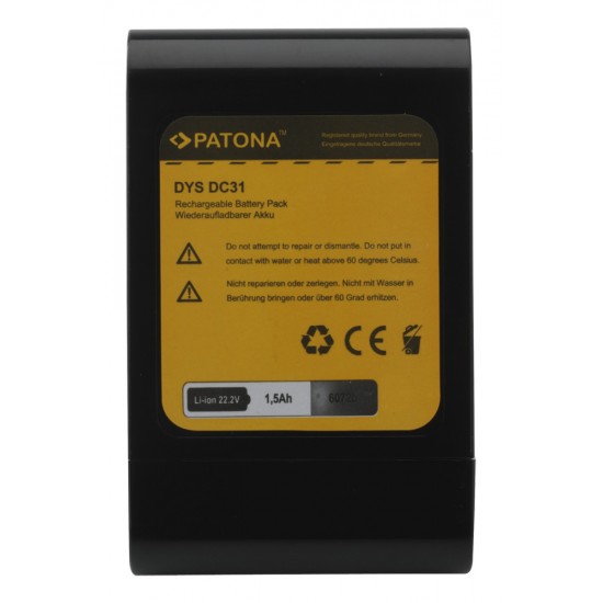 Acumulator Patona pentru Dyson DC31 DC34 DC35 22.2 volti, 1500 mAh
