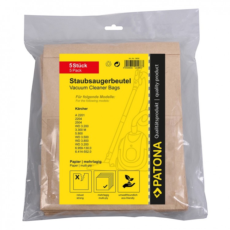 Set de 5 buc saci de hartie Patona pentru aspirator Karcher 6.959-130.0