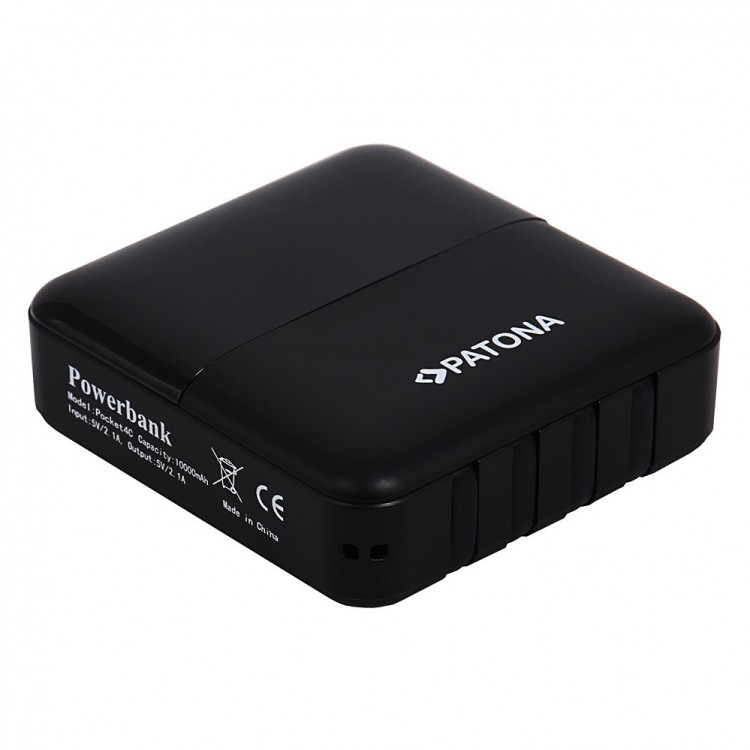 Baterie externa PATONA Pocket4C, 4 cabluri de incarcare integrate USB Micro-USB USB-C si cablu tip Lightning 10000mAh