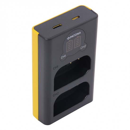 Incarcator PATONA Dual LCD USB pentru 2 acumulatori Panasonic DMW-BLK22 DC-S5 G9 GH5 GH5S